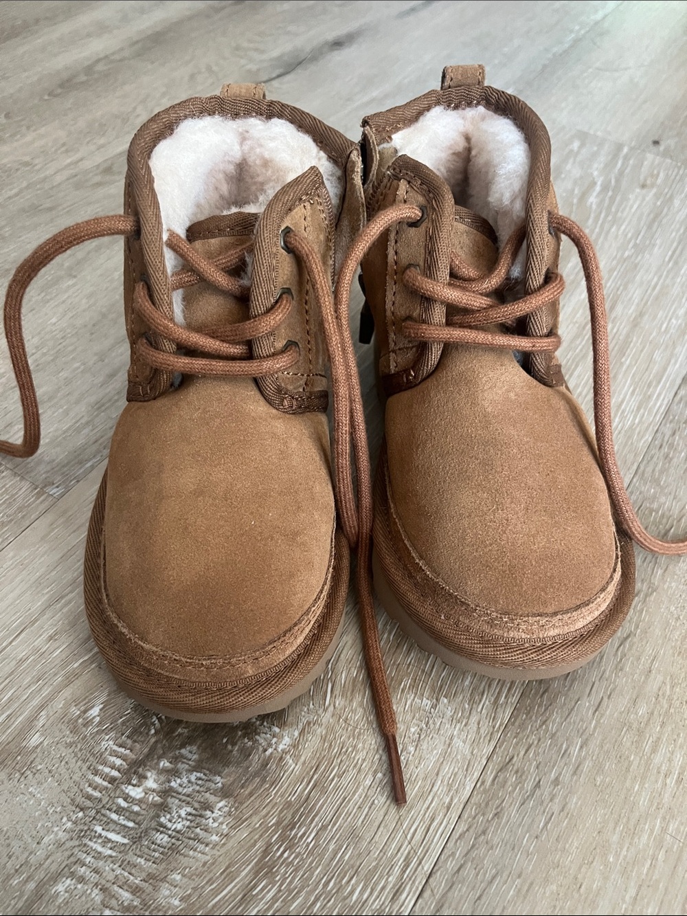 Ugg Kids Brown Suede Lace-Up Boots with Warm Lining